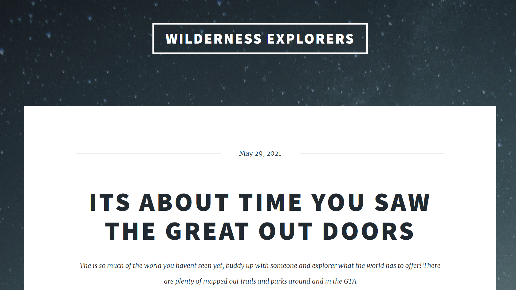 Wilderness Explorer Website